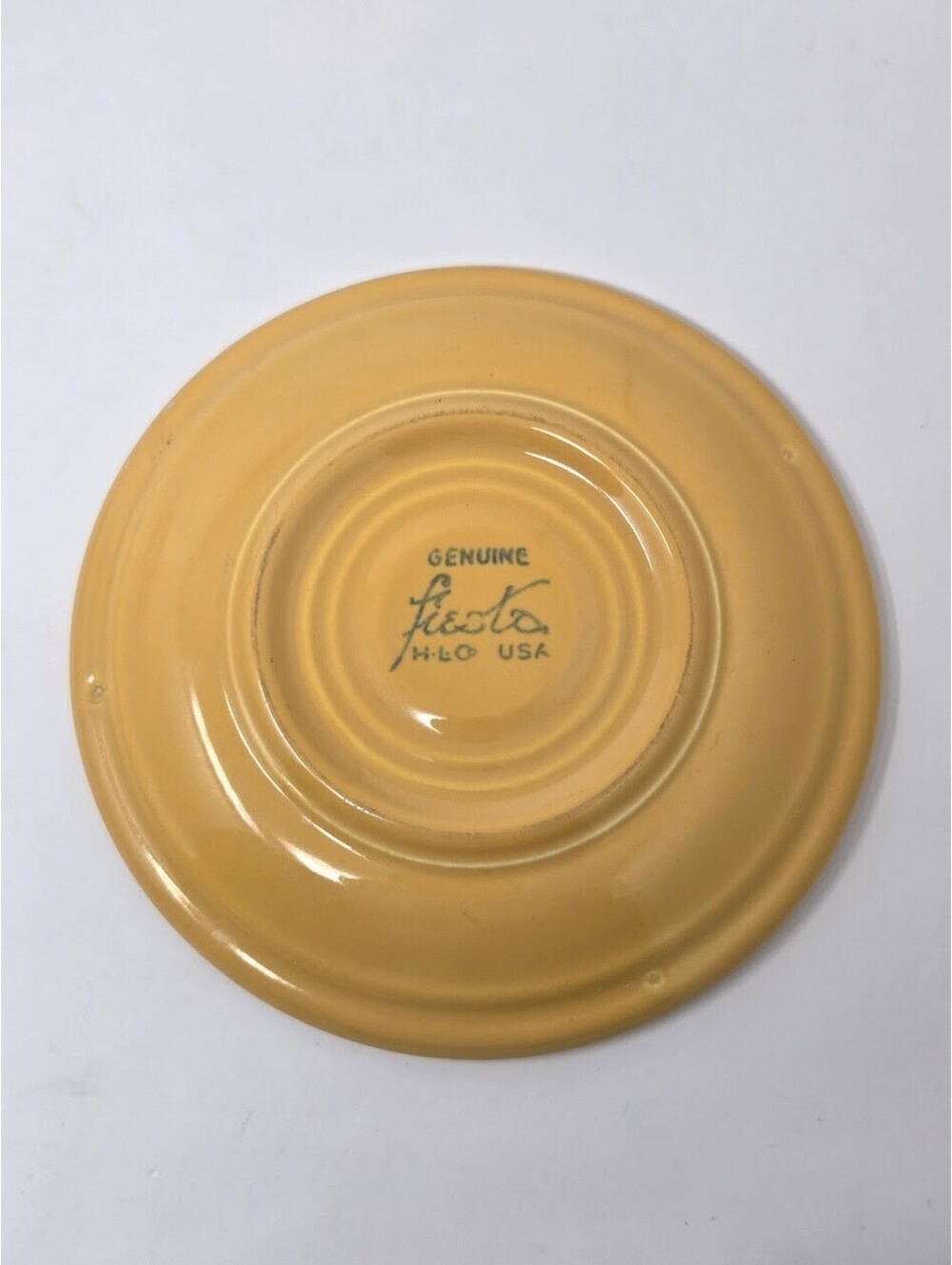 Vintage 1936 Genuine Fiesta HLC USA Yellow Saucer Plate 6 Inch Concentric Rings